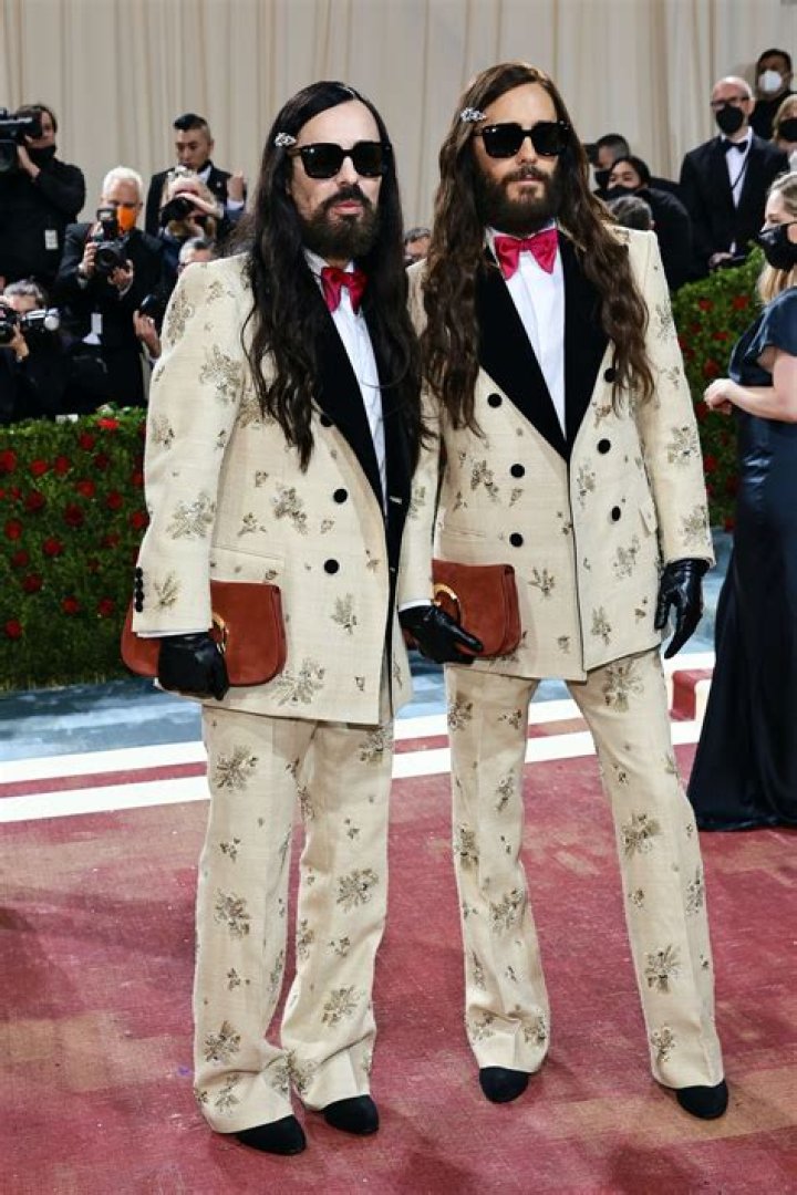 Jared Leto Arrives For The Met Gala In A White Tux With A Look-Alike Clone By His Side